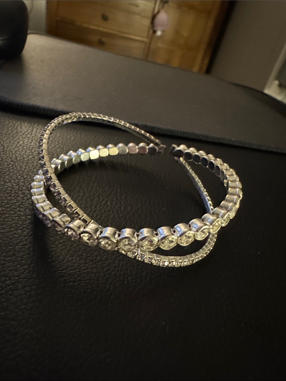 Rhinestone Silver Wrap Bracelet - Women's Jewelry